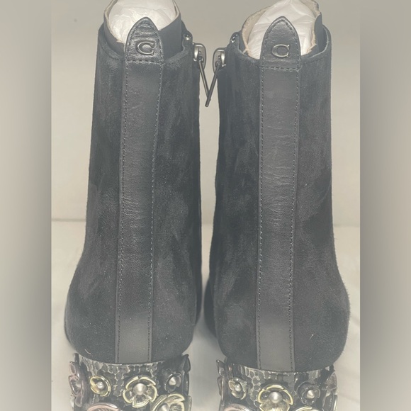 Coach Juliet Velvet Tea Rose Booties Black Womens Size 5 BRAND NEW NO BOX - Picture 7 of 11